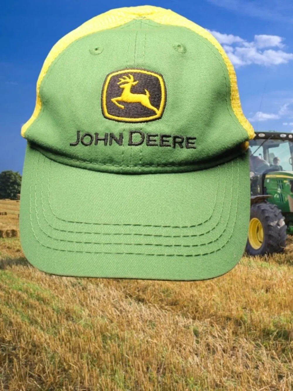 Vintage John Deere Hat Cap Youth Snapback Green Yellow  Kids Trucker Snap Back
